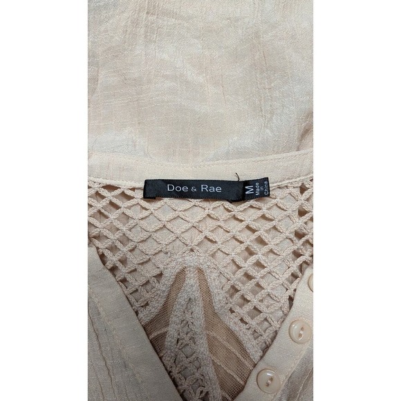 Doe & Rae Peach Sleeveless Tunic Top Crochet Back Detail Blouse Casual Medium - Picture 3 of 4